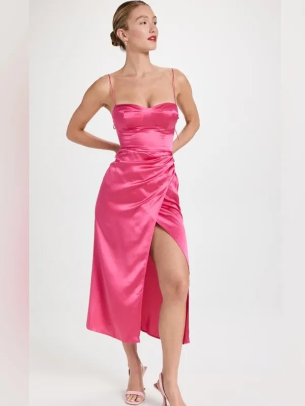 Reformation Marguerite Pink Flambé Dress - Image 2