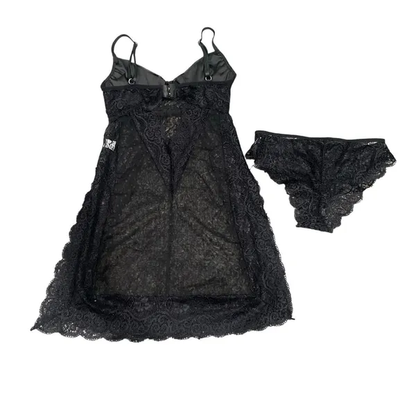 2 Piece Lingerie Slip and Underwear Set in Black, Size M​ - Image 2