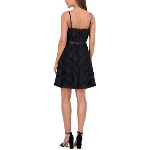 Kensie Dress 16 Black Fit & Flare 3D Rosette Sleeveless Cocktail Mini - Image 3