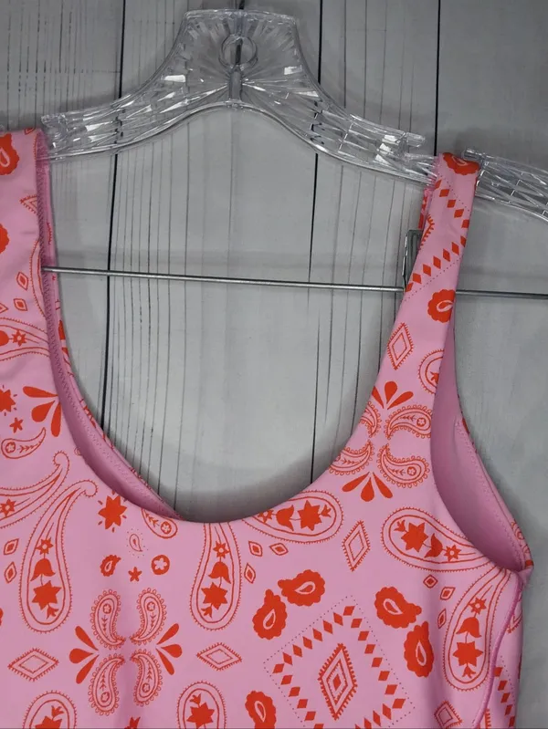 Offline By Aerie Real Me Longline Racerback Pink Paisley Athleisure Sports Bra - Image 5