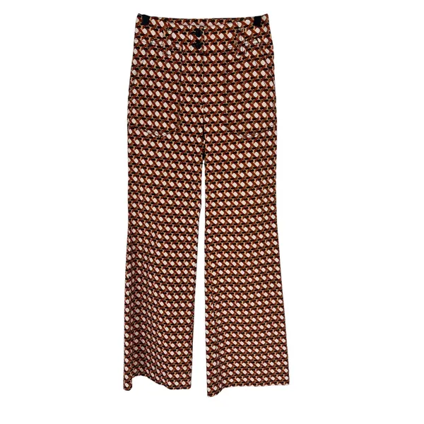 Maeve Naomi High‎ Waisted Flare Pants Geometric Print Magic Fabric Size 2 - Image 4