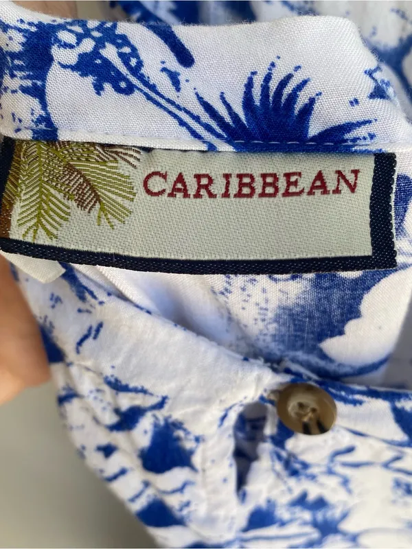 Caribbean blue white tropical Hawaiian print spaghetti strap maxi sun dress - Image 8