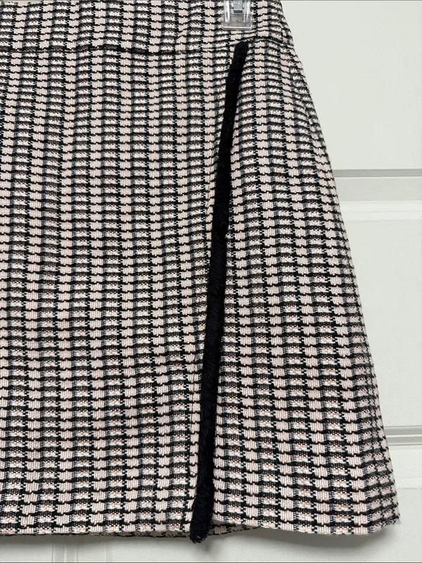 J. Crew Pink and Black Tweed Mini Skirt with Black Side Trim - Image 3