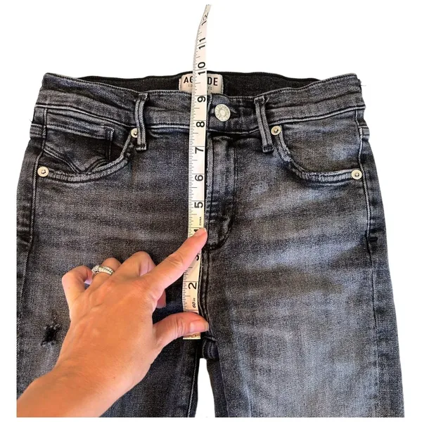 AGOLDE Sophie Skinny‎ Jeans Size 25 Silence Distressed Stretch Black Gray Jeans - Image 8
