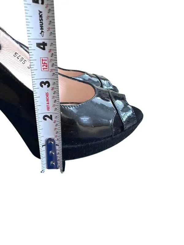 SHOEBOX Black Patent Leather Slingback Heels Size 36 / US 6 - Image 10
