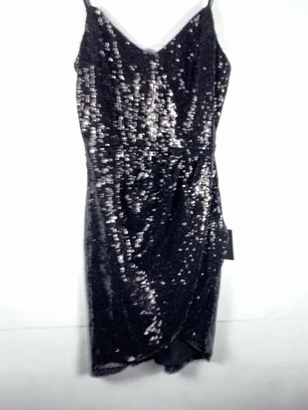 Lulus Black Sequin Mini Dress XS NWT Cocktail Party Homecoming Spaghetti Strap - Image 15