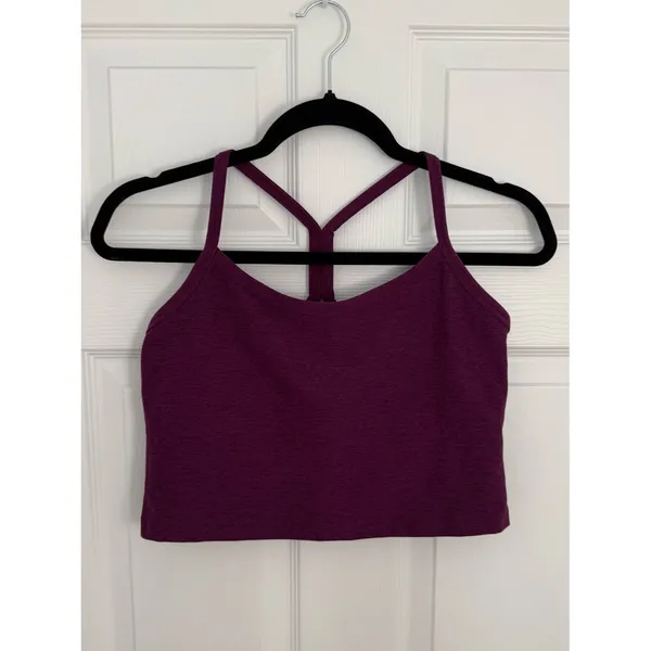 Beyond Yoga Womens Large Spacedye Slim Racerback Cropped Tank Bra Aubergine Beet - Image 3