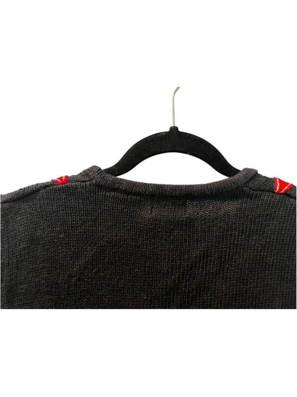 VTG Kathie Lee Christmas Ornament Sweater Vest Black Knit Candy Cane Holly Med - Image 5