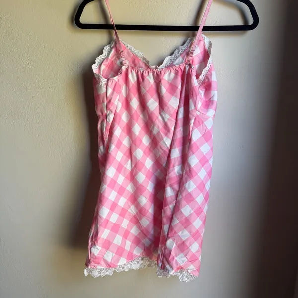 Pink Gingham Mini Dress Size 2 - Image 3