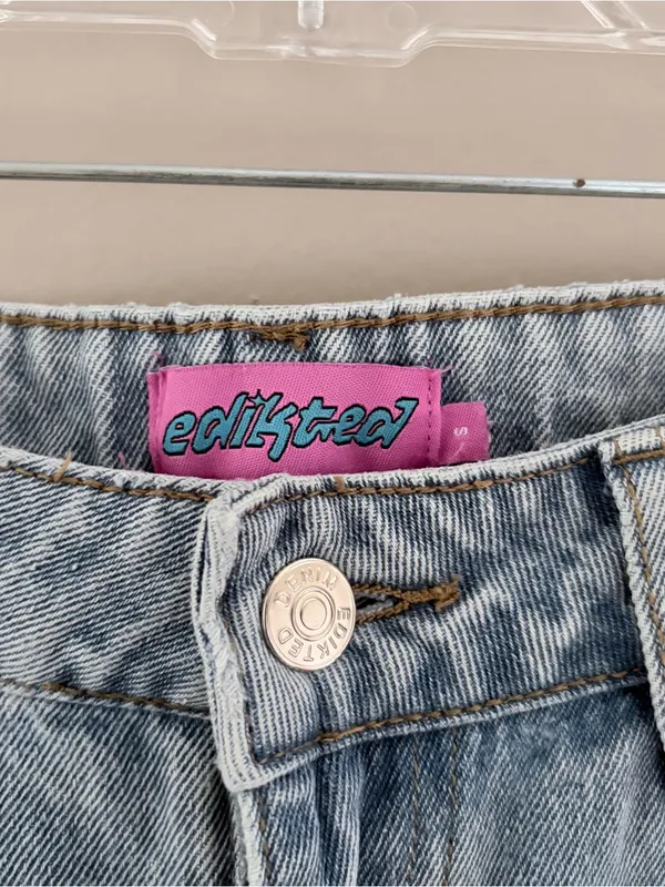 Edikted Light Wash Wide Leg Baggy Jeans Size S Low Rise Y2K Skater Denim - Image 2
