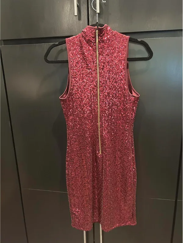 Stunning XS Shiny Sequined Dress Red - Image 3