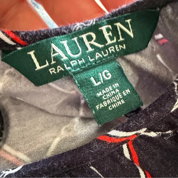 LAUREN RALPH LAUREN Jaralda Logo Chain Link Print‎ Long-Sleeve Blouse, Large - Image 10
