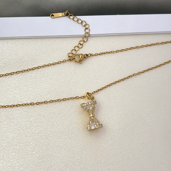 CZ Hourglass Pendant Necklace for Women - Image 3