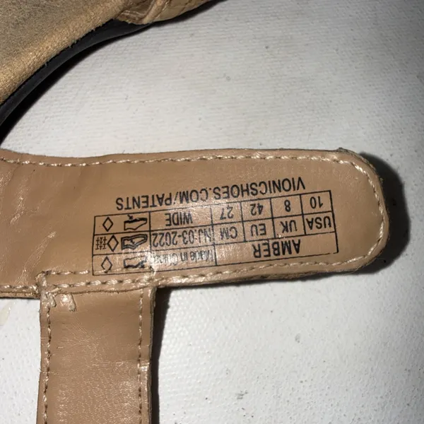 Vionic Gold Cork Metallic Orthotic Comfort Adjustable Sandals Size 10 Wide - Image 5