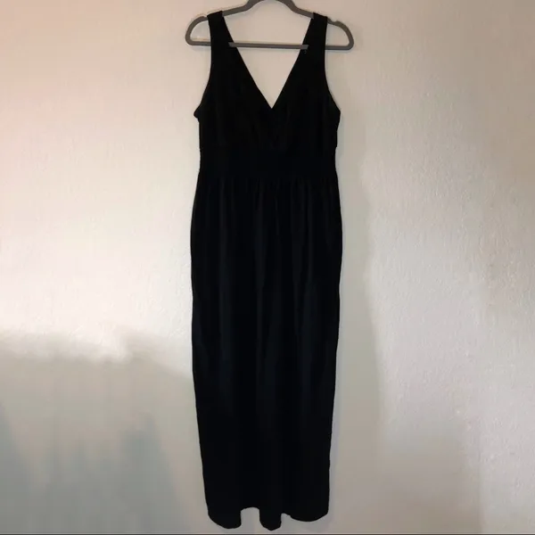 Old Navy Dress Black Sleeveless Maxi Dress Sz L GUC V Neck Surplice Neck - Image 7
