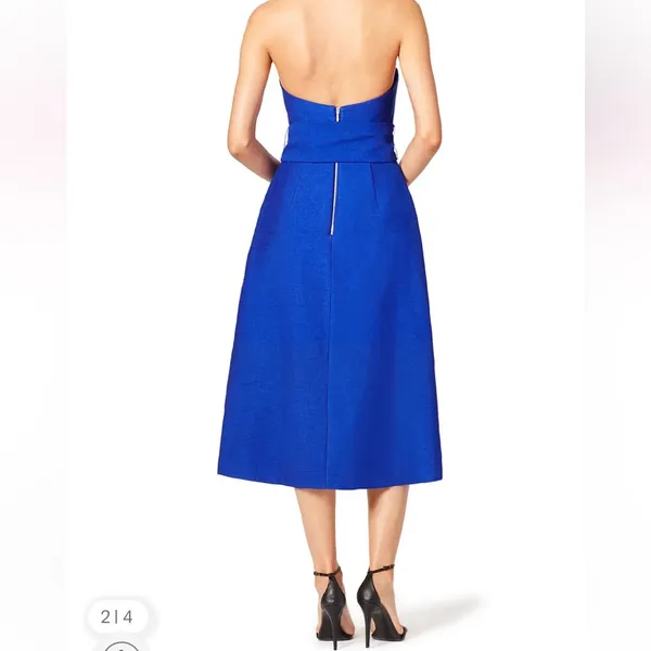 C/MEO Collective Wake Me Strapless Midi Dress Royal Blue Size Small - Image 4