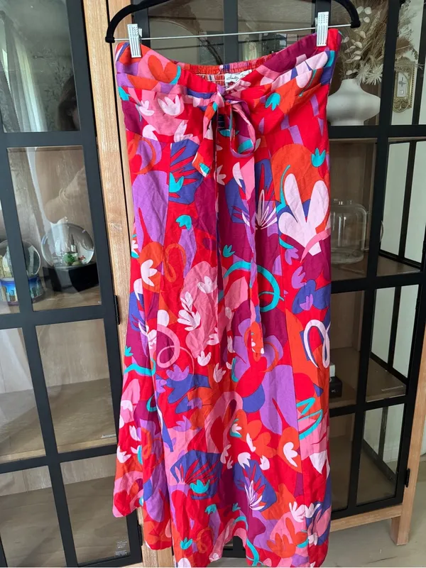 Petal and Pup Halter Maxi Dress colorful tropical Strawberry Abstract print midi vacation - Image 2
