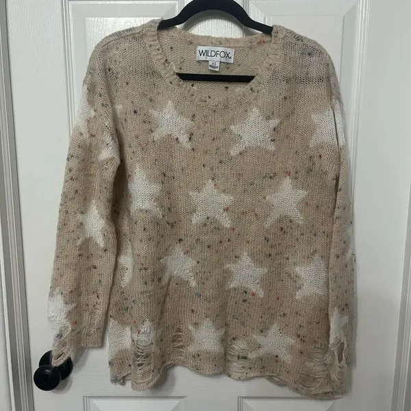 Wildfox Seeing Stars Lennon confetti distressed‎ Sweater Size XS - Image 3