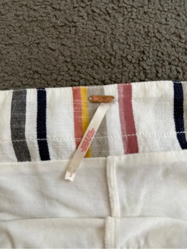 Free People White Mini Skirt with Multicolor Vertical Stripes - Image 7