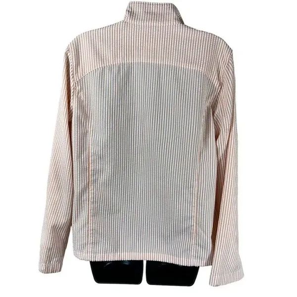 Women’s Orvis Peach White Zip Front Seersucker Jacket - Image 2