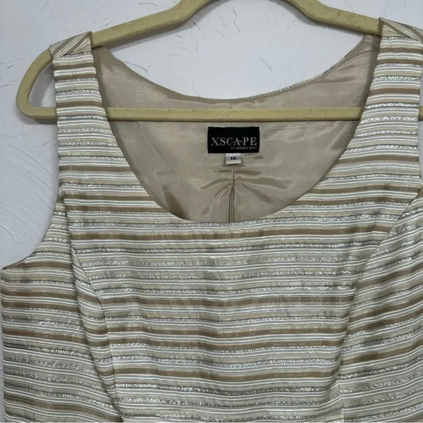 Xscape Gold Striped Blazer Jacket With Shell Womens 14 Set Formal Dressy - Image 3