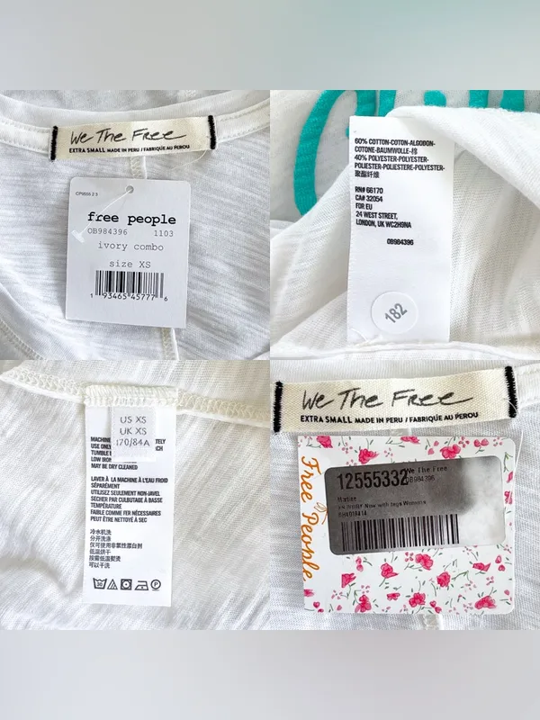 Free People Martine Surf Club Tank Graphic Slub Ivory‎ Combo XS NWT - Image 5