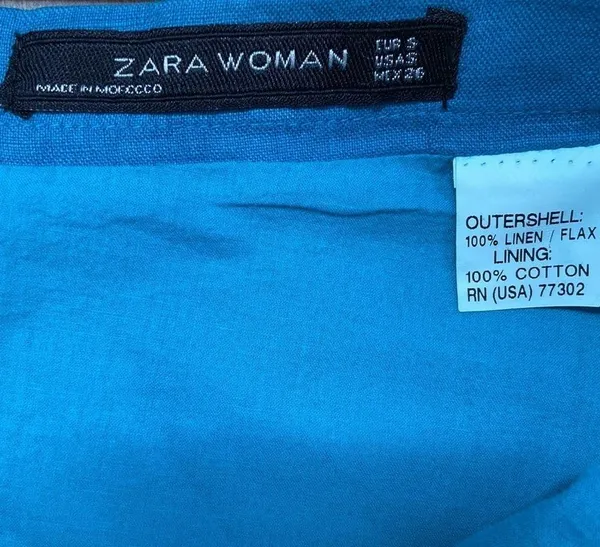Zara Women’s Teal Linen Ruffle Midi Skirt Size Small - Image 5