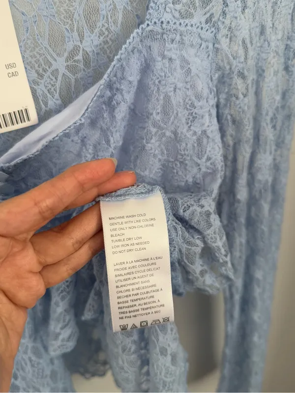 Urban Outfitters Medium NEW Jolene Sheer Lace Babydoll Top Blue Fairy Whimsical - Image 4