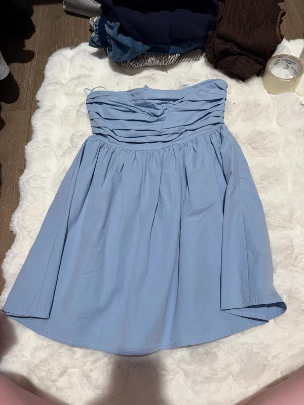 Boutique Blue Strapless Dress - Image 2