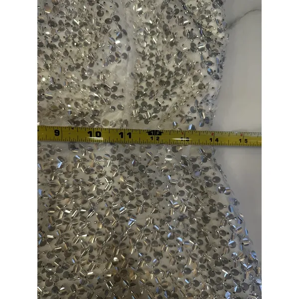 Lulu’s White Silver Sequin Strapless Mini Dress Size Medium Bridal Disco Formal - Image 4