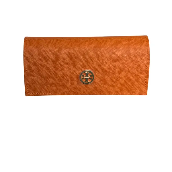 Tory Burch Glasses Case Womens One Size Orange Magnetic Hard Shell Logo - Image 2