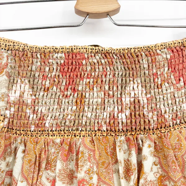 House of Harlow 1960 Womens Paisley Smocked Boho Linen Blend Maxi Skirt Size S - Image 6