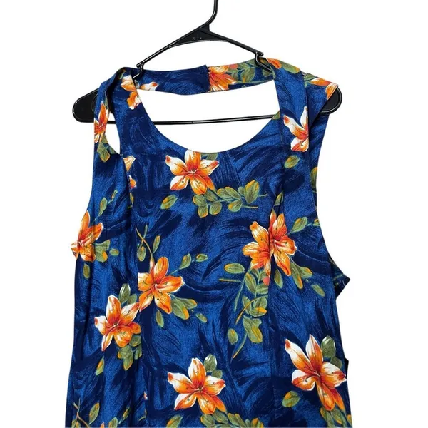 Vintage Jamie‎ Brooke 90s Blue Flower Print Maxi Dress Size 13 - Image 6