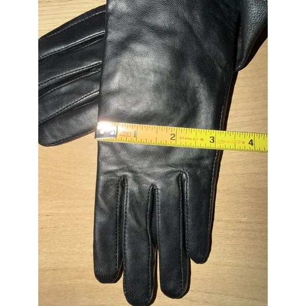 Vintage Black Leather Lined Driving Gloves Women size S‎ - Image 2