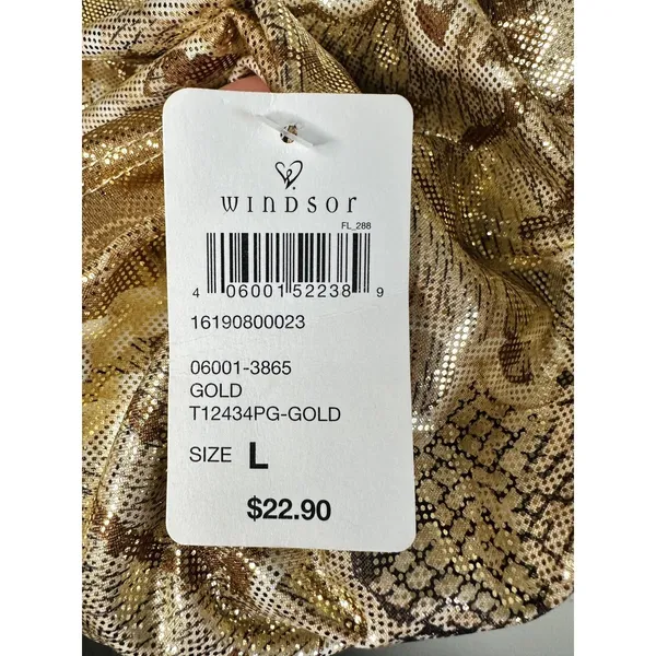 Windsor Womens Crop Tank Size L Snakeskin Metallic Gold Chrome Y2K Going Out NWT - Image 7