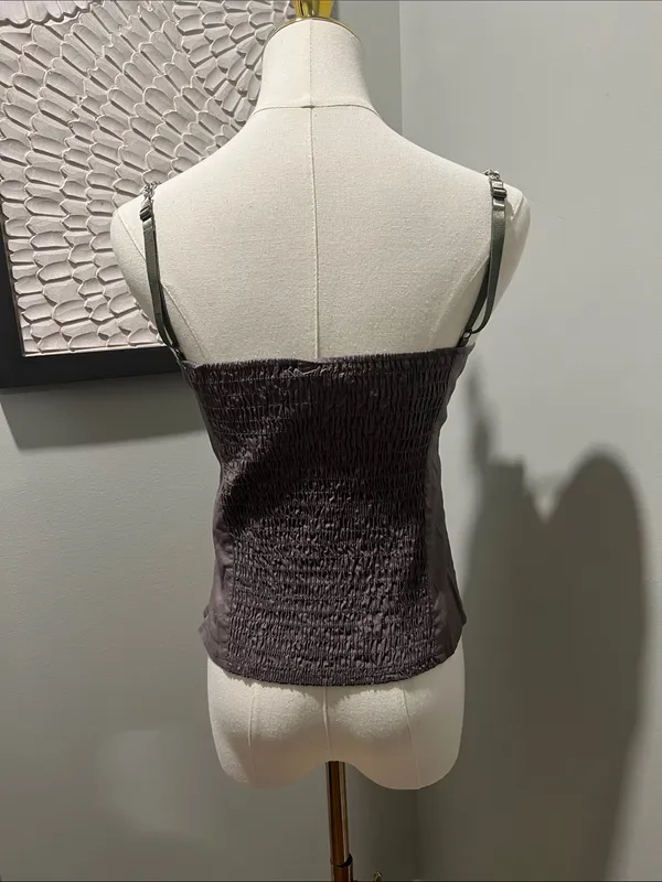 Pleated Ruffle V-Neck Cami Top in Dusty Mauve - Image 4