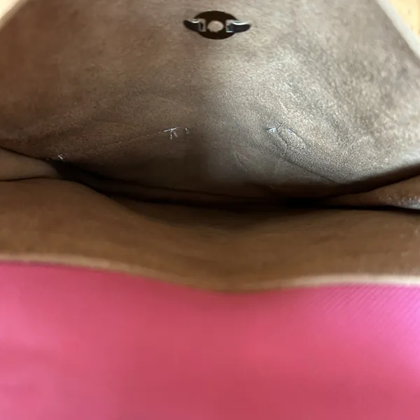 VTG Mexico Handmade Artisan Leather Suede Crossbody Purse Bag Retro Boho Tan - Image 10