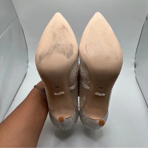 NWB badgley mischka size 8.5 heel Weslee Crystal Embellished Evening Shoe bling - Image 10