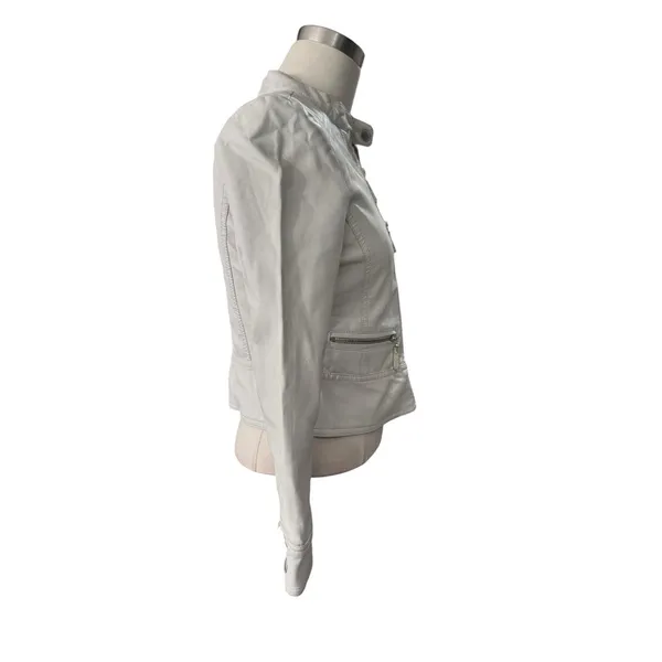 Joujou Faux Leather Moto Jacket Women's M 10/12 Cream White Motorcycle - Image 3