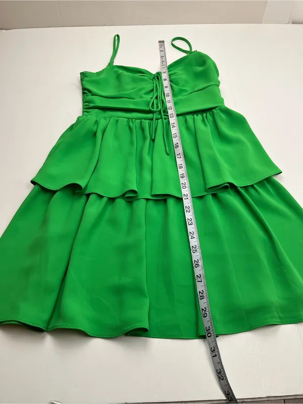 Amanda Uprichard Kelly Green Tiered Mini Dress Cutout‎ Front Summer Womens XS - Image 8