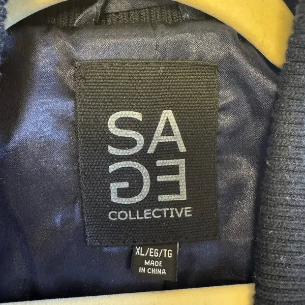 Sage Collective Faux Fur Sherpa Bomber Jacket Navy Colorblock XL Fall Winter - Image 8