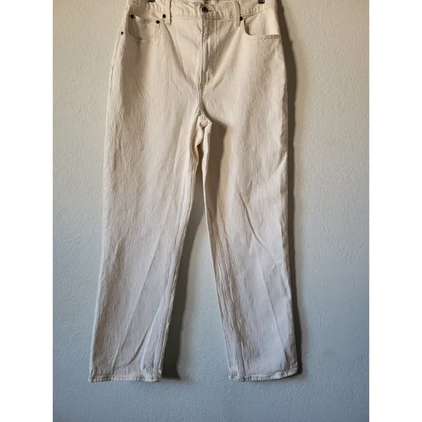 Abercrombie & Fitch The 90’s Straight Ultra High Rise Women's Jeans Sz 32 Cream - Image 10