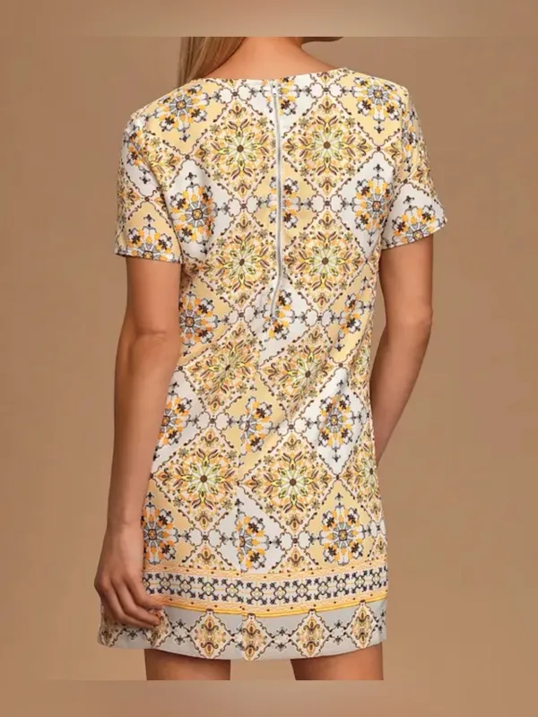 Lulus Women’s Dandy Lion Yellow Print Sleeveless Shift Dress Size Small - Image 2