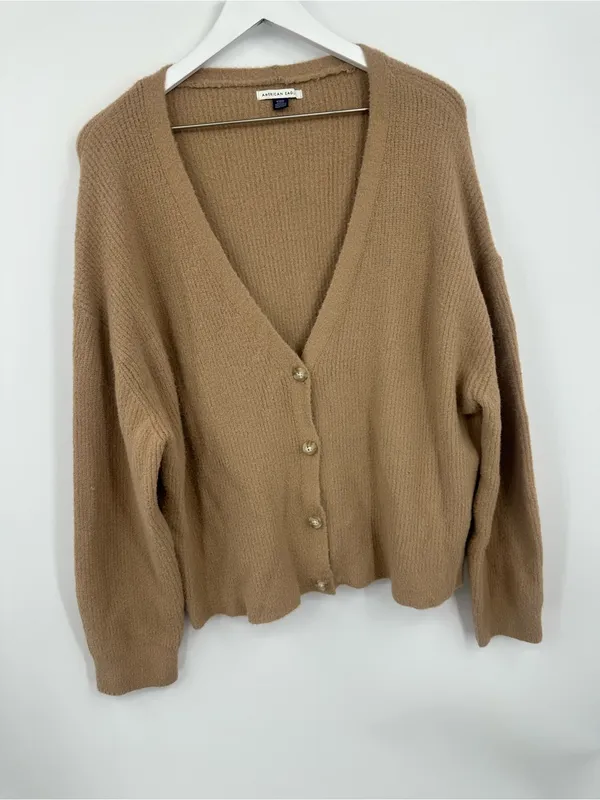 American Eagle Tan Oversized Sweater Cardigan Size Medium Boho - Image 8