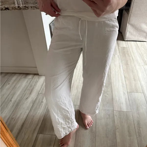 Hollister Adjustable-Rise Wide Leg White Pants Size XS - Image 4