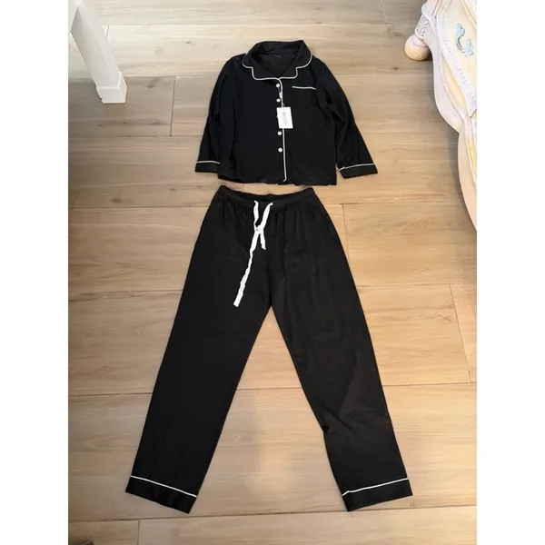 NEW Black Pajama Set Long Sleeve Sleepwear Night Wear S - Image 3
