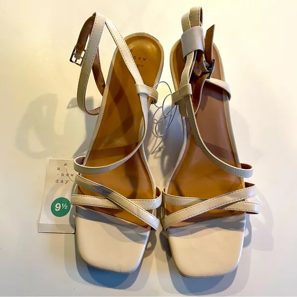 A New Day Women's Irene Tan and Cream Strappy Heeled Sandals size 9.5 - Image 3