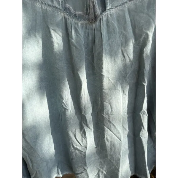 Altered State Women's Size M Rayon Embroidered‎ Tie Back Blouse Blue Size M - Image 9