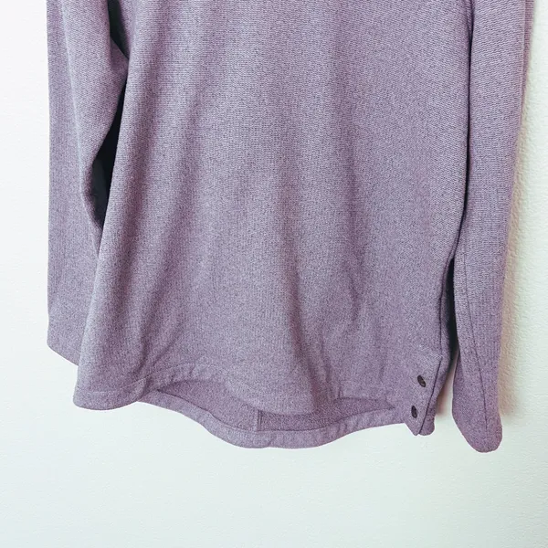 [The North Face] Purple Knit Stitch Fleece Hoodie Snap Button Mock Neck Sz Large - Image 10