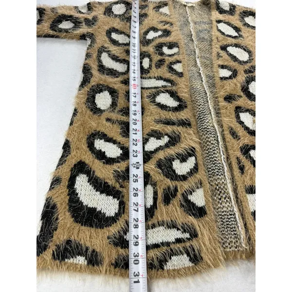 Show Me Your Mumu Mellow Cozi Cardi Golden Ears Leopard Fuzzy Cardigan Medium - Image 8